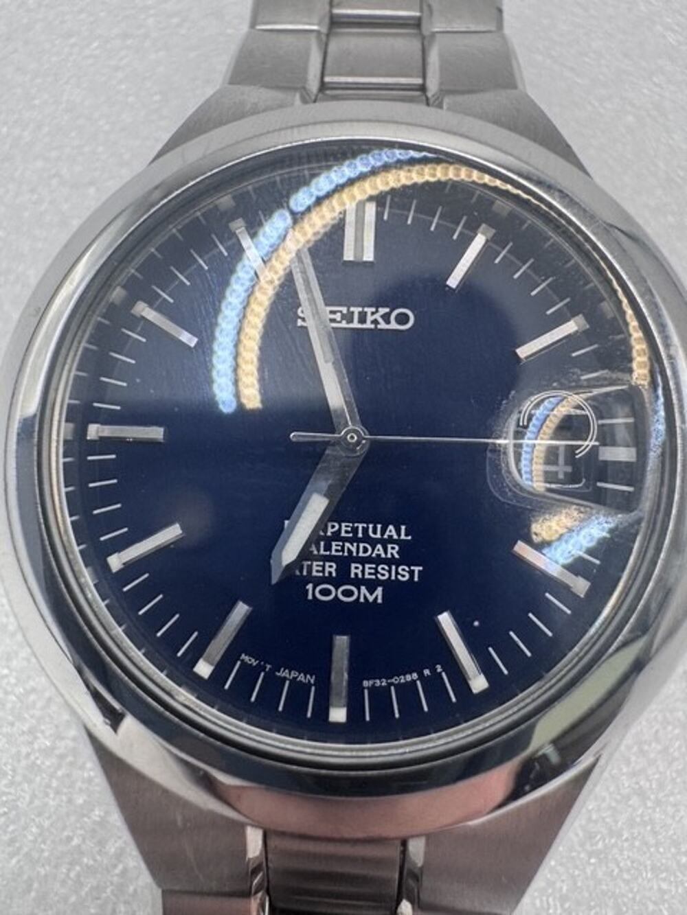 Seiko blue Lightweight Titanium 8F32-0220 Perpetual Steel Bracelet